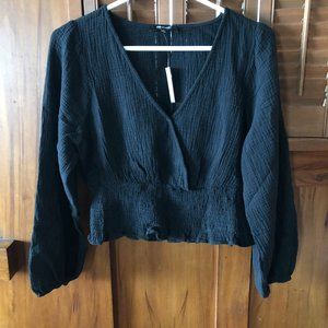 Madewell lightspun julianne smocked-waist top size M NWT